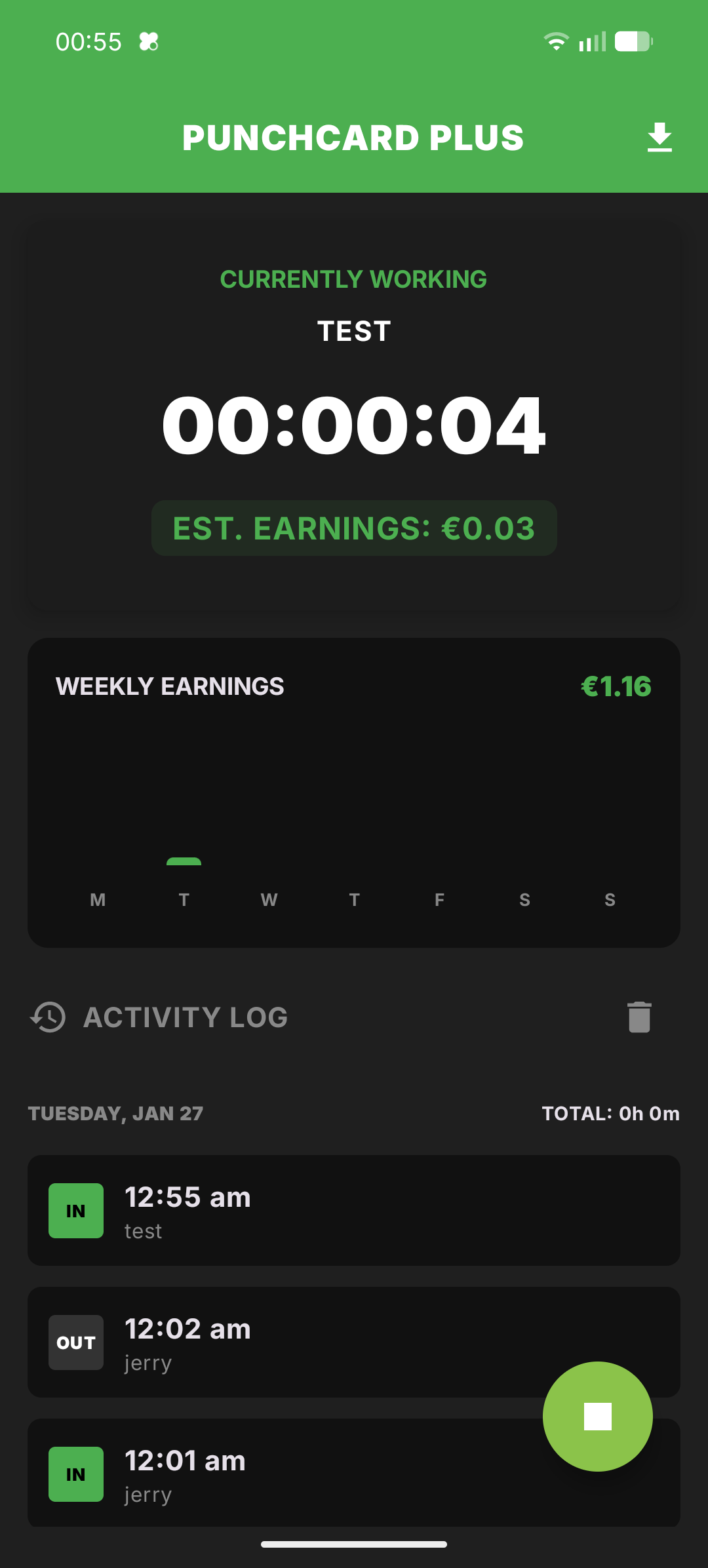 Punchcard Plus App Preview